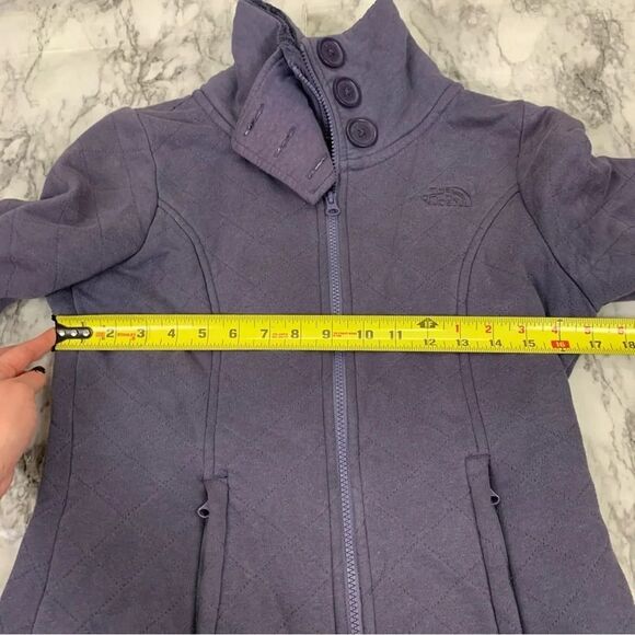 The North Face Caroluna quilted fleece jacket purple long coat zip up size small - Picture 7 of 8